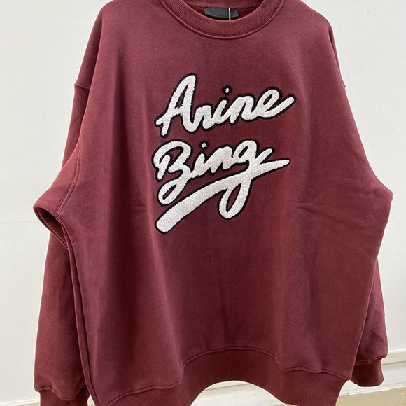 Anine Bing Tops - Anine Bing Burgundy Logo Sweatshirt
